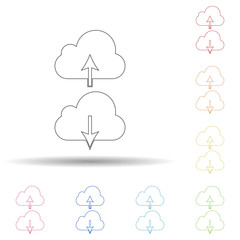 Poster - Colored upload download cloud in multi color style icon. Simple thin line, outline vector of web icons for ui and ux, website or mobile application