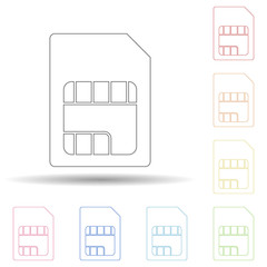 Aufkleber - Colored sim card in multi color style icon. Simple thin line, outline vector of web icons for ui and ux, website or mobile application