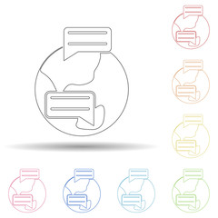 Poster - Colored connection people in multi color style icon. Simple thin line, outline vector of web icons for ui and ux, website or mobile application