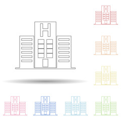 Aufkleber - Colored hospital building in multi color style icon. Simple thin line, outline vector of web icons for ui and ux, website or mobile application