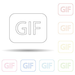 Poster - Colored gif button in multi color style icon. Simple thin line, outline vector of web icons for ui and ux, website or mobile application