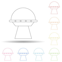 Aufkleber - Ufo in multi color style icon. Simple thin line, outline vector of space icons for ui and ux, website or mobile application