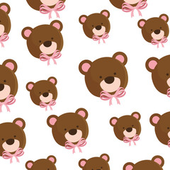 Wall Mural - background of faces cute teddy bears vector illustration design