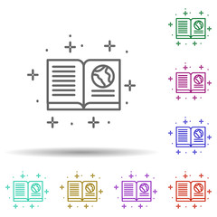 Poster - Book, geography in multi color style icon. Simple thin line, outline vector of geography icons for ui and ux, website or mobile application