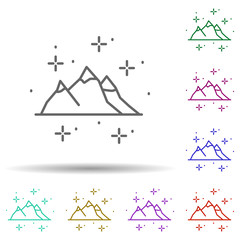 Poster - Landscape, mountains in multi color style icon. Simple thin line, outline vector of geography icons for ui and ux, website or mobile application