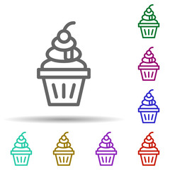 Poster - Ice-cream, italy in multi color style icon. Simple thin line, outline vector of italy icons for ui and ux, website or mobile application