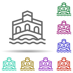 Poster - Bridge, italy in multi color style icon. Simple thin line, outline vector of italy icons for ui and ux, website or mobile application