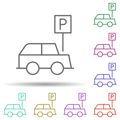 Poster - Parking, zone in multi color style icon. Simple thin line, outline vector of mall icons for ui and ux, website or mobile application