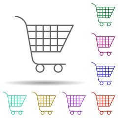 Poster - Shopping cart, ,all in multi color style icon. Simple thin line, outline vector of mall icons for ui and ux, website or mobile application