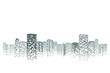 © cofficevit - City scene on night time, Cityscape pattern on white background.