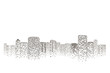© cofficevit - City scene on night time, Cityscape pattern on white background.