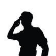 Vector of saluting soldier silhouette vector on white background
