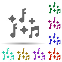 Poster - Music festival, music notes, quaver, stars in multi color style icon. Simple glyph, flat vector of music festival icons for ui and ux, website or mobile application