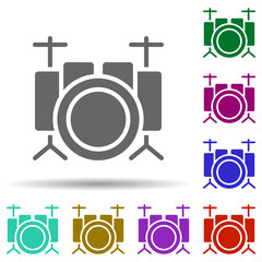 Poster - Music festival, drum, stick, musical instrument in multi color style icon. Simple glyph, flat vector of music festival icons for ui and ux, website or mobile application
