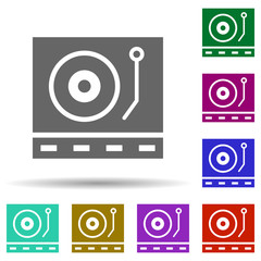 Poster - Music festival, cd, disc jockey, music player in multi color style icon. Simple glyph, flat vector of music festival icons for ui and ux, website or mobile application