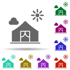 Poster - Music festival, camping, tent, concert in multi color style icon. Simple glyph, flat vector of music festival icons for ui and ux, website or mobile application