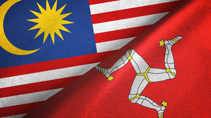 Malaysia and Isle of Mann two flags textile cloth, fabric texture