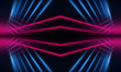 © MiaStendal - Dark neon background with lines and rays. Blue and pink neon. Abstract futuristic background. Night scene with neon, light reflection. Neon lines, shapes. Multi-colored glow, blurry lights.