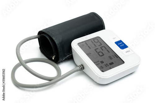 Cuadros en Lienzo Digital blood pressure monitor isolated on white