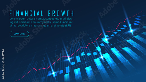 Fotomural Stock market or forex trading graph concept