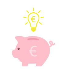 Wall Mural - Piggy bank with idea euro symbol