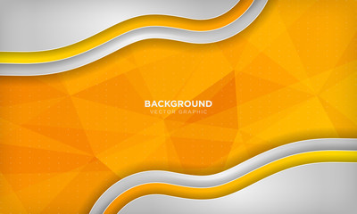 White abstract overlap wave background with orange geometric polygonal texture. Vector illustration.