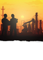 Oil rig industry silhouettes background,Vector illustration.	