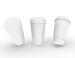 Poster - template empty plastic glass mockup white background , 3d rendering