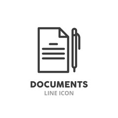 Fototapete - Documents simple line icon. Vector illustration symbol elements for web design..