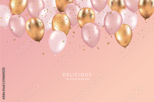 Fotomural Glossy Happy Birthday Balloons Background Vector Illustration eps10