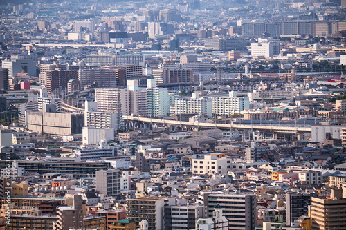 Fotomural The birds eye view of Osaka metropolis. Japan