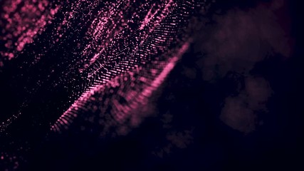 Wall Mural - 4k animated background. thousand small glowing particles flying and moving on a black background.
