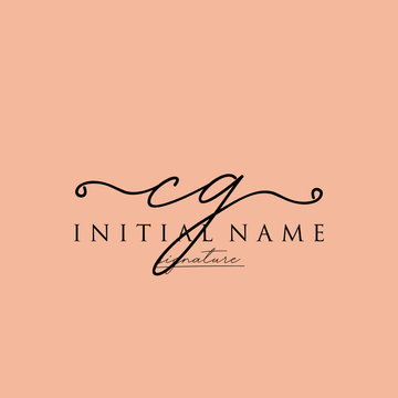Initial letter CG Signature handwriting Logo Vector
