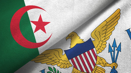 Algeria and Virgin Islands United States two flags textile cloth, fabric texture