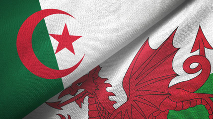 Algeria and Wales two flags textile cloth, fabric texture