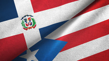 Dominican Republic And Puerto Rico Two Flags Textile Cloth, Fabric Texture