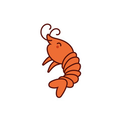 Wall Mural - cute shrimp animal comic character