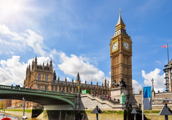 Big Ben tower of Westminster palace, London, UK