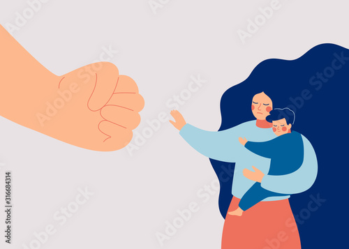 Fotomural Strong mother protects her child from danger