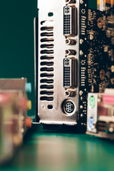 Poster - computer electronic circuit board with processor close up