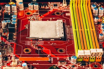 Poster - close up of a electronic circuit board with processor