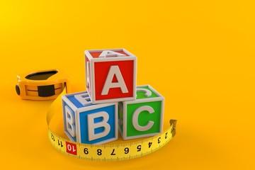 Poster - Measuring tape with toy blocks