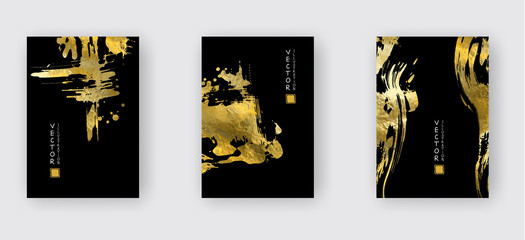 Aufkleber - Vector Black and Gold Design Templates set