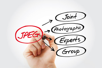 Fototapete - jpeg - joint photographic experts group acronym, concept background