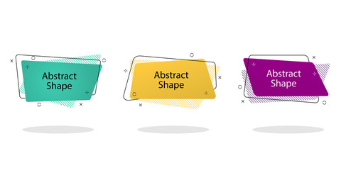 set of irregular abstract form banner. design label element with geometric rectangle shape for disco