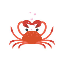 Red Crab Pose Hands In Shape Of Heart