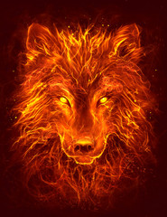 Naklejka na meble Flame wolf head