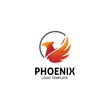 creative simple phoenix bird circle logo concept
