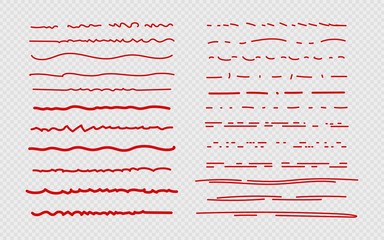Wall Mural - Sketch underline. Red scribble stroke, borders and marks. Brush ink doodles for diary, bullet journal or notebook decoration. Pencil or marker lines vector set. Underline stroke scribble illustration