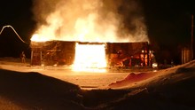 Timelapse Of Barn Fire At Night With Slight Camera Movement In Rural Setting